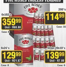 J&E Cash and Carry FIVE ROSES TAGLESS TEABAGS offer