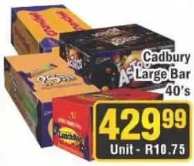 J&E Cash and Carry Cadbury Large Bar 40's offer