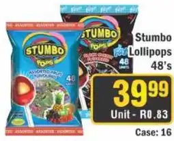 J&E Cash and Carry Stumbo Lollipops offer