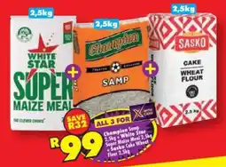Shoprite Champion Samp White Star Super Maize Meal Sasko Cake Wheat Flour offer