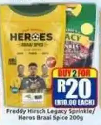 Three Star Cash and Carry Freddy Hirsch Legacy Sprinkle/ Heros Braai Spice offer
