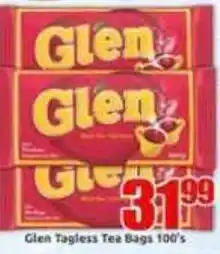 Three Star Cash and Carry Glen Tagless Tea Bags offer