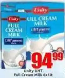 Three Star Cash and Carry Unity UHT Full Cream Milk offer