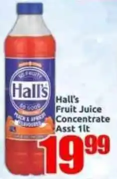 Three Star Cash and Carry Hall's Fruit Juice Concentrate Assorted offer