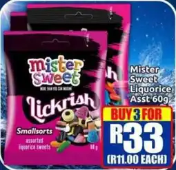 Three Star Cash and Carry Mister Sweet Lickrish Smallsorts offer