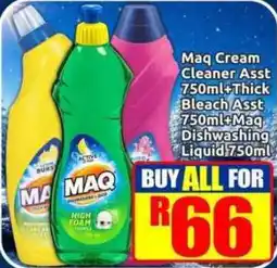 Three Star Cash and Carry Maq Cream Cleaner Assst Bleach Assst Maq Dishwashing Liquid offer