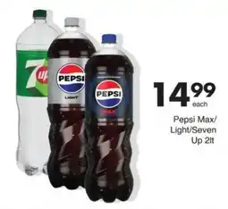 Save Pepsi Max/Light/Seven Up 2lt offer