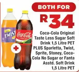 OK Express Coca-Cola Original Taste Less Sugar Soft Drink plus Sparletta, Twist, Sprite, Stoney, Coca-Cola No Sugar or Fanta Soft Drink offer