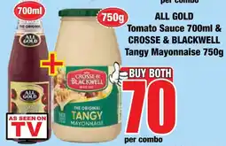 Boxer Superstores ALL GOLD Tomato Sauce & CROSSE & BLACKWELL Tangy Mayonnaise offer