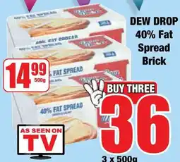 Boxer Superstores Dew drop 40% fat spread brick offer