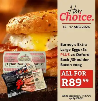 Barney's Extra Large Eggs plus Oxford Back/Shoulder Bacon
