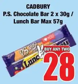 Boxer Superstores CADBURY P.S. Chocolate Bar Lunch Bar offer