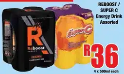 Boxer Superstores Reboost / Super C Energy Drink Assorted offer