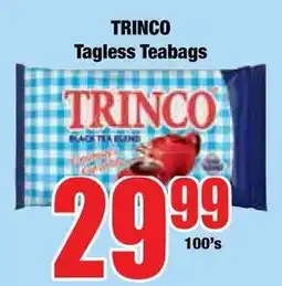 Boxer Superstores TRINCO Tagless Teabags offer