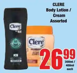 Boxer Superstores CLERE Body Lotion / Cream Assorted offer