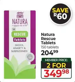 Dis-Chem Natura Rescue Tablets offer