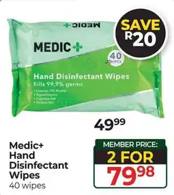 Dis-Chem Medic+ Hand Disinfectant Wipes offer