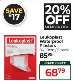 Dis-Chem Leukoplast Waterproof Plasters offer