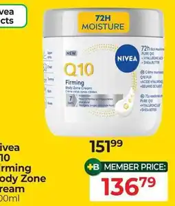 Dis-Chem Nivea Q10 Firming Body Zone Cream offer