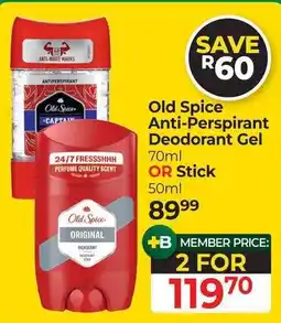 Dis-Chem Old Spice Anti-Perspirant Deodorant Gel offer