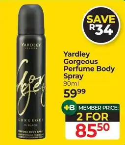 Dis-Chem Yardley Gorgeous Perfume Body Spray offer