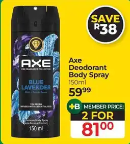 Dis-Chem Axe Deodorant Body Spray Blue Lavender offer