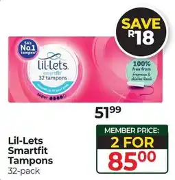 Dis-Chem Lil-Lets Smartfit Tampons offer
