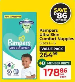 Dis-Chem Pampers Ultra Skin Comfort Nappies offer