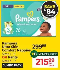 Dis-Chem Pampers Ultra Skin Comfort Nappies offer
