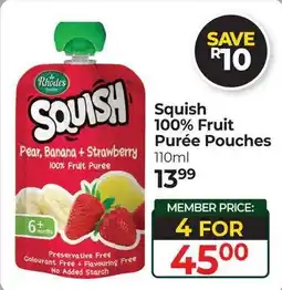 Dis-Chem Squish 100% Fruit Purée Pouches offer