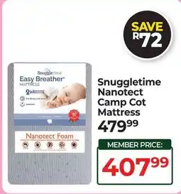 Dis-Chem Snuggletime Nanotect Camp Cot Mattress offer