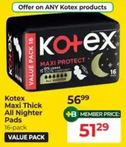 Dis-Chem Kotex Maxi Thick All Nighter Pads offer
