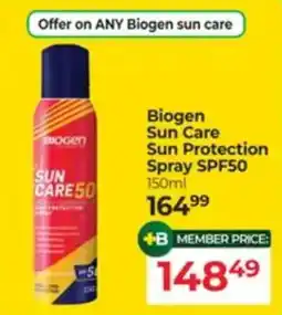 Dis-Chem Biogen Sun Care Sun Protection Spray SPF50 offer
