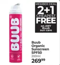 Dis-Chem Buub Organic Sunscreen SPF50 offer