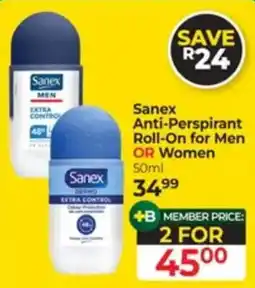 Dis-Chem Sanex Anti-Perspirant Roll-On for Men OR Women offer