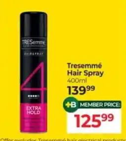 Dis-Chem Tresemme Hair Spray offer