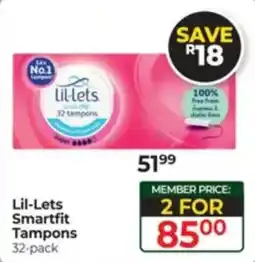 Dis-Chem Lil-Lets Smartfit Tampons offer
