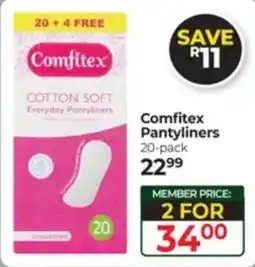 Dis-Chem Comfitex Pantyliners offer