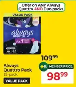 Dis-Chem Always Quattro Pack offer