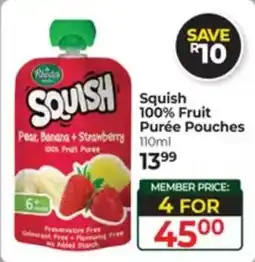 Dis-Chem Squish 100% Fruit Purée Pouches offer