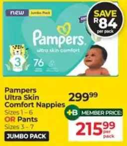 Dis-Chem Pampers Ultra Skin Comfort Nappies offer