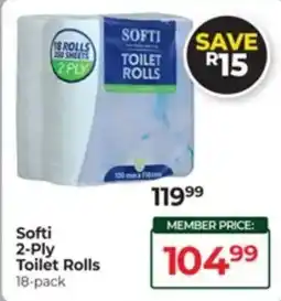 Dis-Chem Softi 2-Ply Toilet Rolls offer
