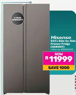 Game Hisense Side-by-Side Freezer Fridge offer
