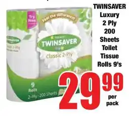 Boxer TWINSAVER Luxury 2 Ply 200 Sheets Toilet Tissue Rolls 9's offer