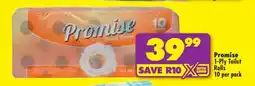 Shoprite PROMISE 1-PLY TOILET ROLLS 10 per pack offer