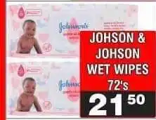 Advance Cash n Carry JOHSON & JOHSON WET WIPES 72's offer