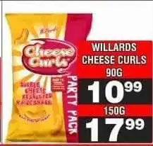 Advance Cash n Carry WILLARDS CHEESE CURLS 90G offer