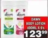 Advance Cash n Carry DAWN BODY LOTION 400ML X 6's offer