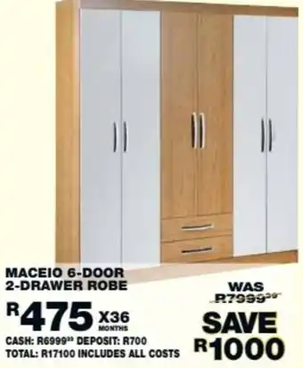 MACEIO 6-DOOR 2-DRAWER ROBE