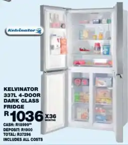 Lewis Kelvinator 4-Door Dark Glass Fridge offer